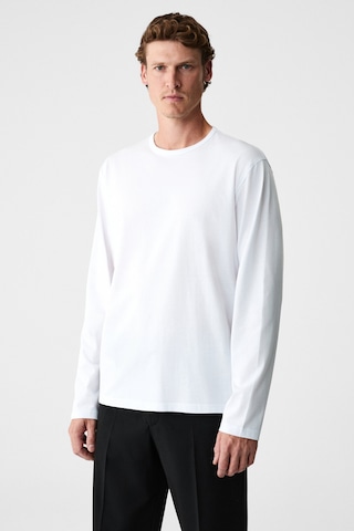 Grimelange Gravs Erkek %100 Pamuklu Yumuşak Kumaşlı Yuvarlak Yakalı Uzun Kollu Ekru T-shirt Ekru