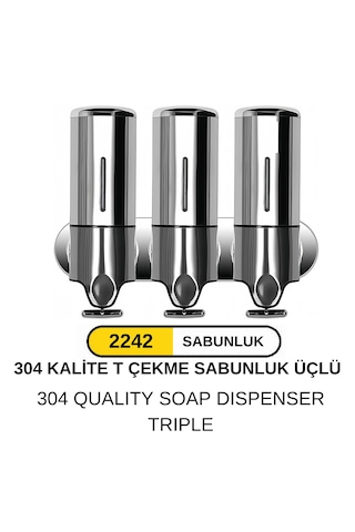 Dolumax T Çekmeli Sıvı Sabunluk 3 Lü Parlak Parlak Krom Dolumax T Çekmeli Sıvı Sabunluk 3 Lü Parlak Parlak Krom