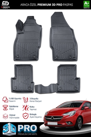 S-dizayn Opel Corsa E 3d Pro Havuzlu Paspas 2014-2019 A+ Kalite