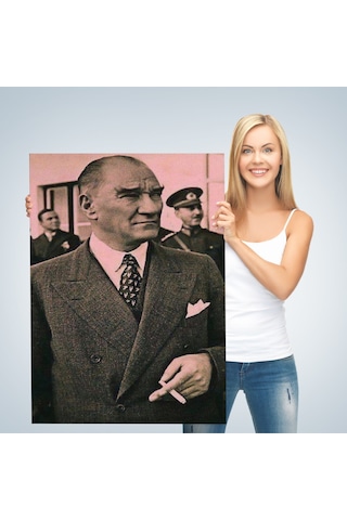 Harita Sepeti Atatürk Portre Tablosu Mustafa Kemal Atatürk Dikdörtgen Dekoratif Kanvas Tablo-fh-132-70x100