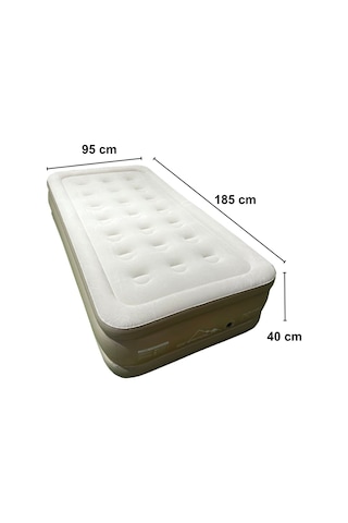 Campout Yüksek Tek Kişilik Şişme Yatak Krem Bej