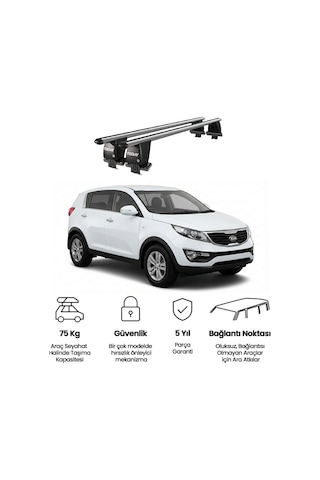 Royal Kia Sportage 2010-2013 Uyumlu Gri Kilitli Ara Atkı Port Bagaj Tavan Barı