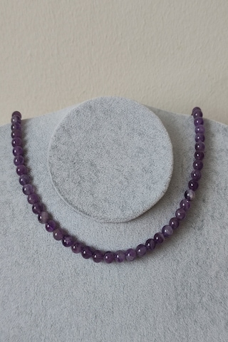 Badeaccessories 6 Mm Ametist Doğal Taş Kolye Altın