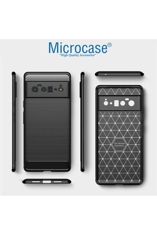 Microcase Google Pixel 6 Pro Brushed Silikon Kilif - Siyah 537459888