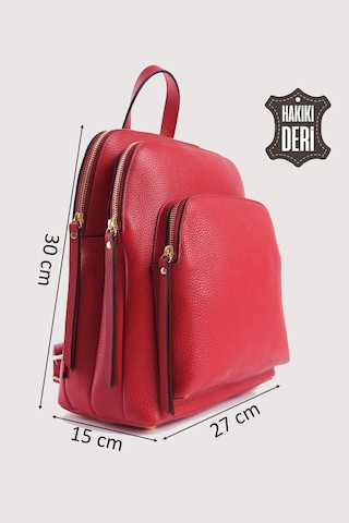 Hakiki Deri Kadın Sırt Çantası Kırmızı Smr9209 Kirmizi