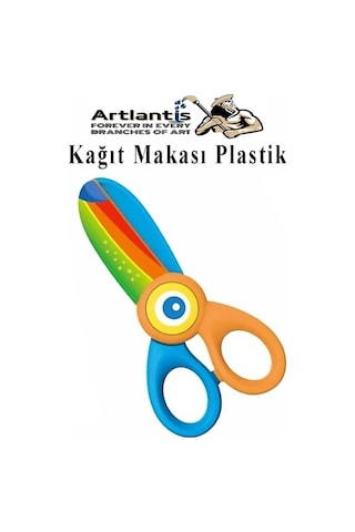 Sevimli Kağıt Makası 1 Adet Plastik Küt Uç Korumalı Okul Makası Çocuk Makas Okul Öncesi Kreş Anasınıfı