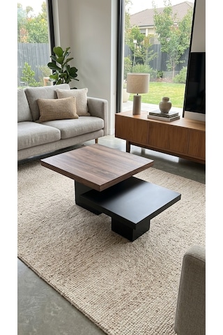 Most Marmoris Mermer Görünümlü %100 Mdf Orta Sehpa Set Siyah - Ceviz