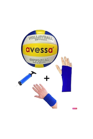 Avessa VLB-1000 Voleybol Topu + Pompa + Kolluk + Havlu Bileklik Sarı - Beyaz - Mavi