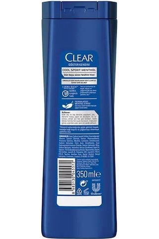 Clear Men Cool Sport Mentol Jel Formül Kepeğe Karşı Etkili Şampuan 350 ML