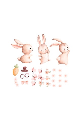 Pembe Tavşanlı Duvar Sticker Diğer