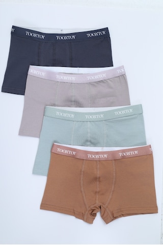 Toontoy Erkek Çocuk Kemer Yazı Baskılı 4lü Paket Boxer Çok Renkli
