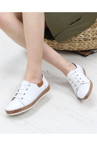 Nesil Shoes Syg P38 Beyaz Hakiki Deri Kadın Ayakkabı