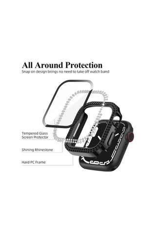 Temperli Cam Ekran Koruyuculu Apple Watch İle Uyumludur, Siyah Gül Altın/gül Altın Siyah Gül Altın/gül Altın