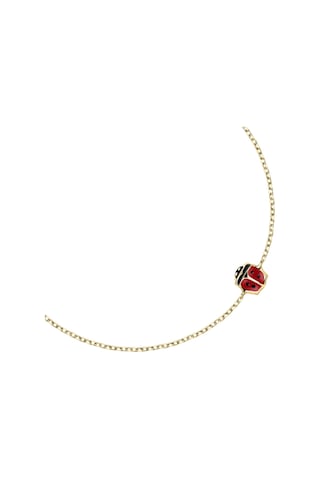 Armband 375er Gelbgold Kişisel Şans Simbolü Kırmızı Siyah Marienkäfer Tasarımı 14 Cm Altın