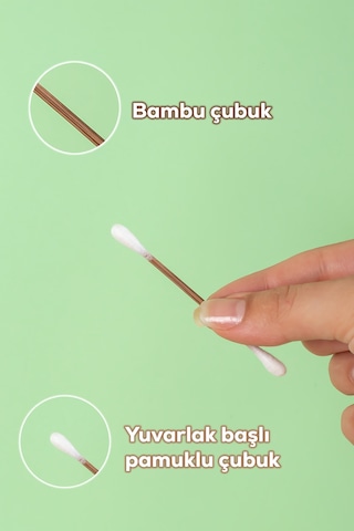 Porsima 3135 Doğal Ahşap Bambu Saplı Standlı Kulak Temizleme Çubuğu Seti- 180 Adet Renkli