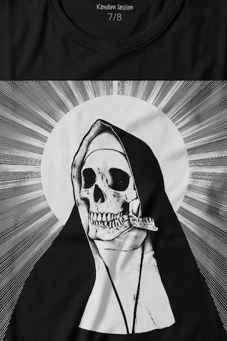 Kendim Seçtim Skull Rahibe Kuru Kafa Gothic Dark Baskılı Tişört Çocuk T-shirt 001