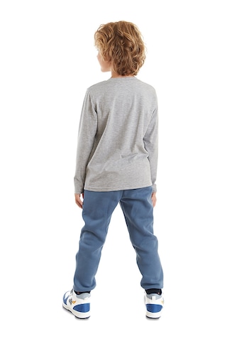 Denokids Erkek Çocuk Kışlık İnşaat Araçları Desenli Mavi Uzun Kollu 2 Parça T-Shirt Pantolon Takımı 2-8 Yaş