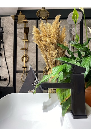 İsaoğlu Yapı Mat Siyah Lavabo Bataryası Siyah
