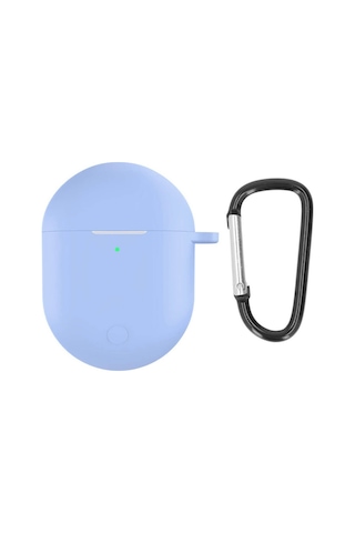 Koodmax Xiaomi Redmi Buds 3 Pro / Airdots 3 Pro Uyumlu Silikon Kılıf + Metal Kopça - Açık Mavi
