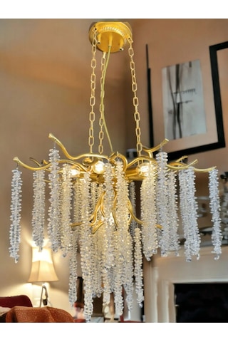 Luxury Serip Avize-sarmaşık Kristal Taşlı Lüx Avize Salon-lobi-ot 1 Adet