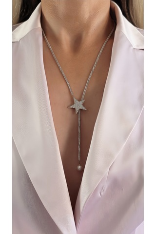 Asansörlü Yıldız İnci Figürlü Köprücük Kemik Kolye