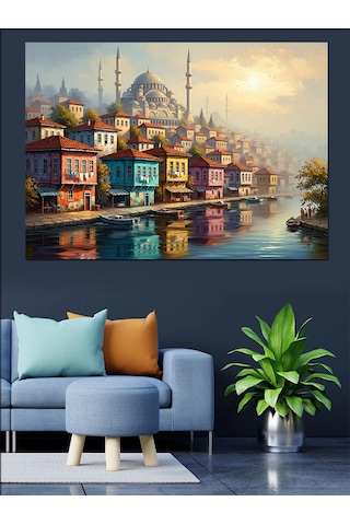 Ahşap Tablo İstanbul Sahil Evleri Ve Camii