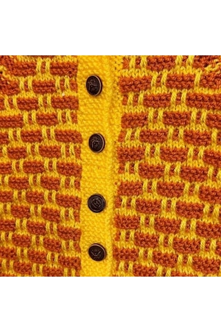 Uretti - Talia 8659 6719 El Örgüsü Erkek Çocuk Hırka - Patik Set - 2 Yaş Sarı