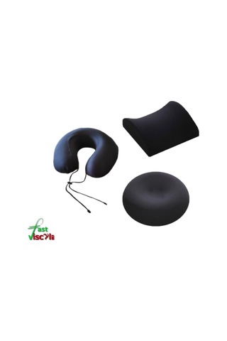 Viscoli Yuvarlak Yastık Oturma Simidi + Bel Yastığı + Boyun Seyahat Yastığı