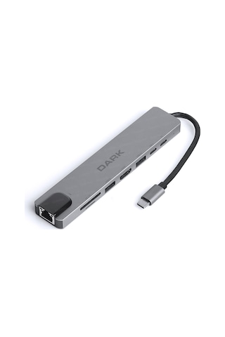 Dark USB 3.1 Type-C 8 in 1 Ethernet / HDMI / TF SD Kart Okuyucu