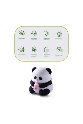 Qingmipy Şirin Panda Şekilli Sensörlü Gece Lambası - Göz Dostu Silikon Yatak Odası Aydınlatma Diğer
