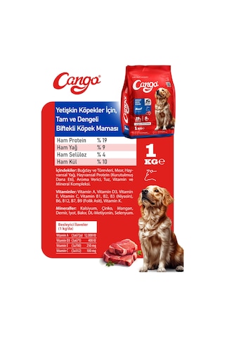 Cango Yetişkin Köpek Maması Etli Biftekli 1kg