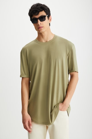 Grımelange Oscar Erkek Comfort Fit Uzun Dökümlü Kumaş Haki T-shirt Haki