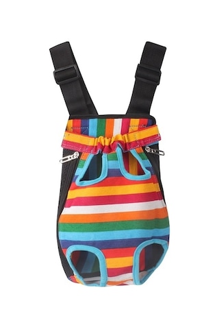 Seyahat Taşınabilir Pet Göğüs Sırt Çantası Pet Taşıma Çantası, Boyut: L Gökkuşağı Çizgili