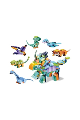 408 Parça 6'sı 1 Arada Dönüşen Dev Dinozor Robot Blok Seti - Eğitici Oyuncak Uyumlu Yapboz Oyuncak