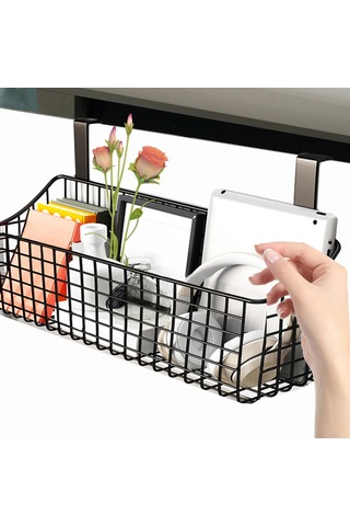 Suntek Asılı Duvar Sepeti Metal Tel Organizatör 12x6x40cm Siyah