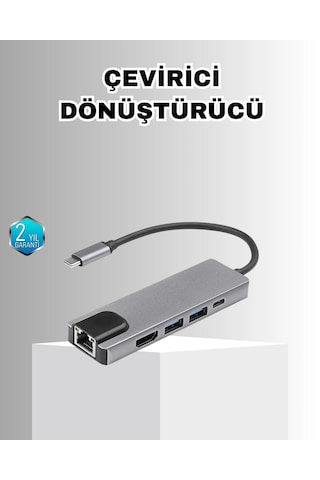 Alüminyum Kasalı Macbook Uyumlu Usb-c Hub 4k Hdmı, Usb 3.0, Sd/tf Kart Girişi, Pd Şarj Desteği Najmaddin