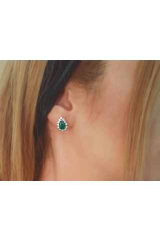 Sirius 0,85 Karat Pırlanta Ve Zümrüt Taşlı 18 Ayar Küpe 0801E0063