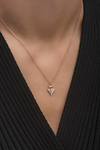 925 Ayar Gümüş Minik Parlayan Yıldız Kolye Rose Gold
