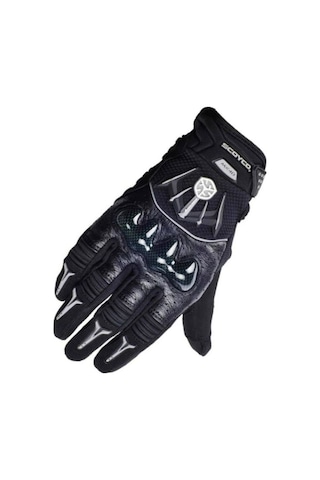 Motosiklet Eldiveni Carbon Korumalı Deri Ve Cordura Kumaş Sertifikalı Motor Eldiven Siyah