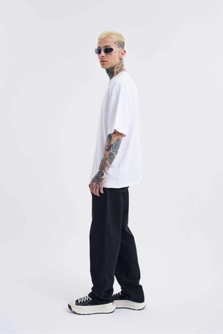 Beyaz Basic Pamuklu Oversize Tshirt Beyaz