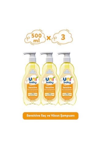 Uni Baby Sensitive Saç ve Vücut Şampuanı 500 Ml 3'lü