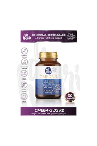Dr. Henri Balık Yağı İçeren Omega-3 D3 & K2 Vitamin Takviye Edici Gıda 30 Tablet
