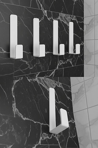 5 Li Metal Askı Seti Duvar Tipi Mini Askılık, Kapı/banyo/mutfak Askısı Beyaz Siyah