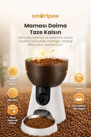 Smartpaw Fresh Feeder Ultra Kameralı Akıllı Otomatik Mama Kabı Distribütör Garantili