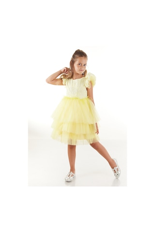 Daisy Girls Otriş Detaylı Tütü Kabarık Kız Çocuk Elbise Renkli Çok Renkli