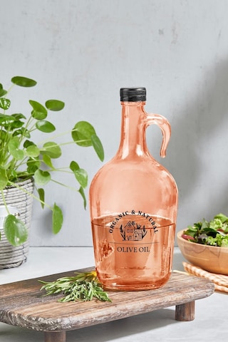 Selka Home - Mary 1500 Ml Desenli Cam Galon Yağdanlık
