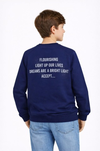 Baglan Erkek Çocuk Önü Arkası Baskılı Sweatshirt Bgl-st05231 Lacivert