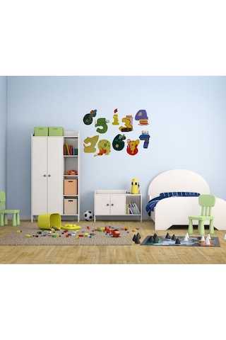 Duvar Süsü Sticker 2 Adet Renkli Rakamlı Pvc 48x33x0,5cm