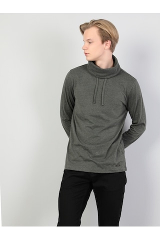 Colin's Regular Fit Yarim Balikci Erkek Haki Uzun Kol Tişört CL1036982_q1.v1_KML Haki