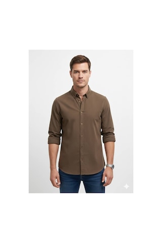 Jeanstore Tencel Kahverengi Erkek Gömlek